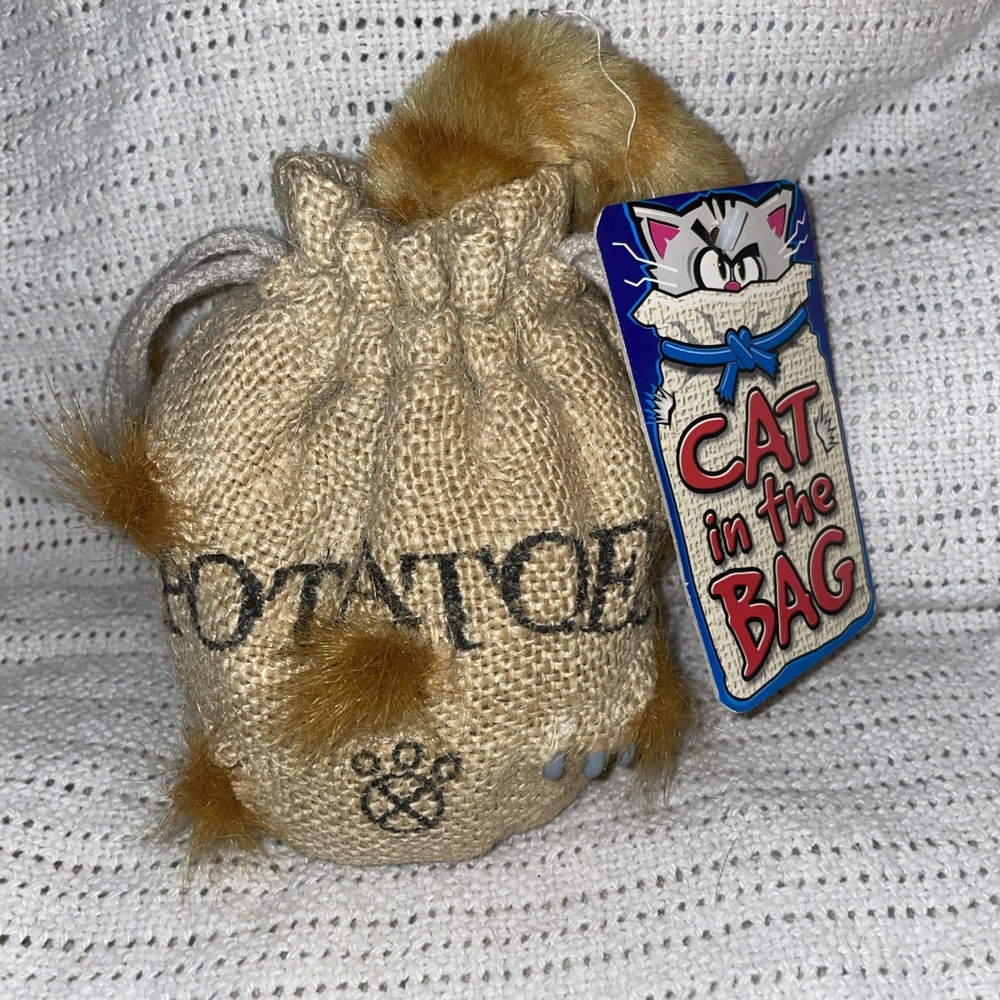 Vintage 1999 CAT IN THE BAG Potatoes Vibrates Meows Hisses Toy NOS